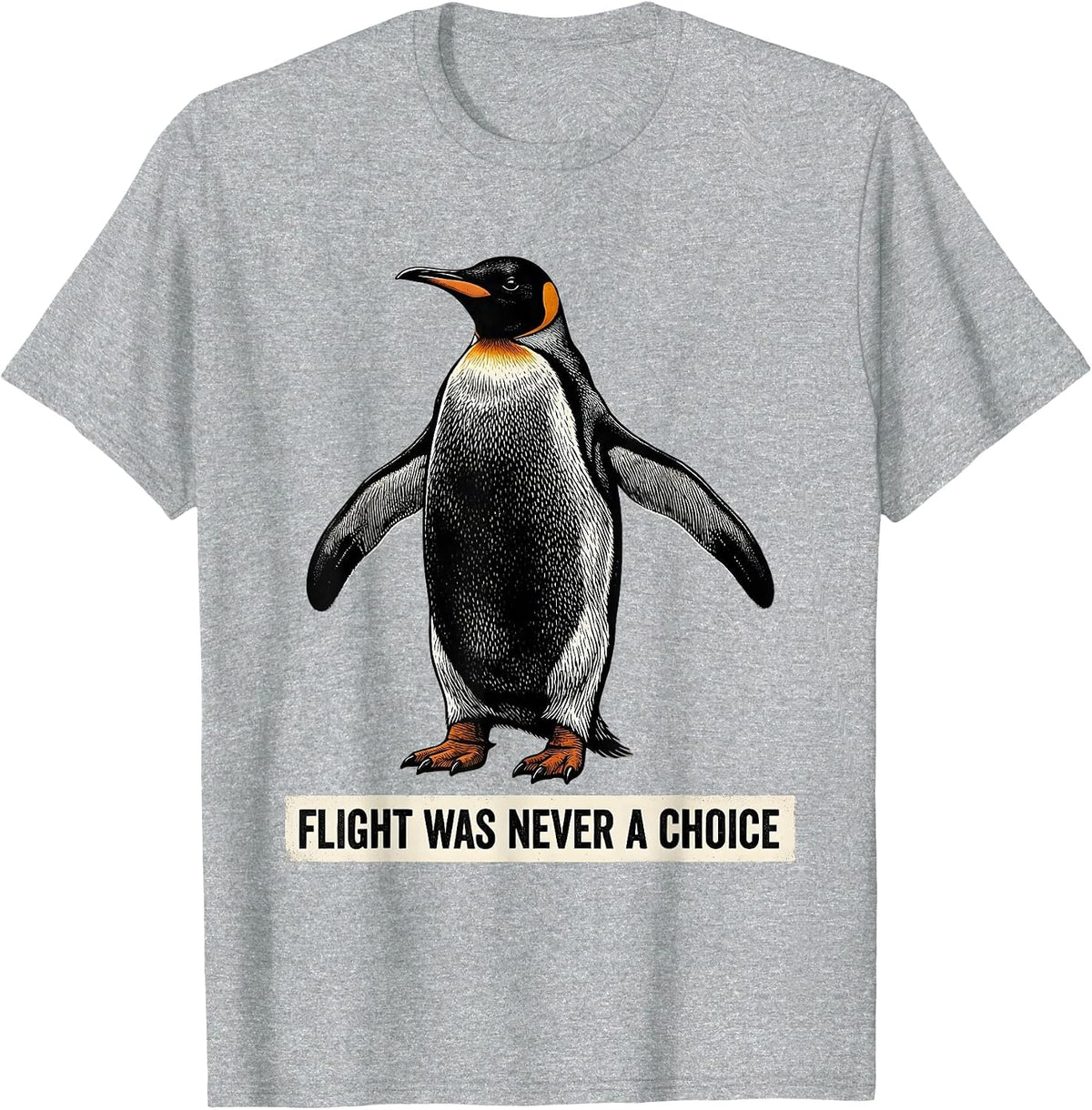 Men's Flight Was Never A Choice Funny Penguin Martial Arts Humor T-Shirt - Heather Grey