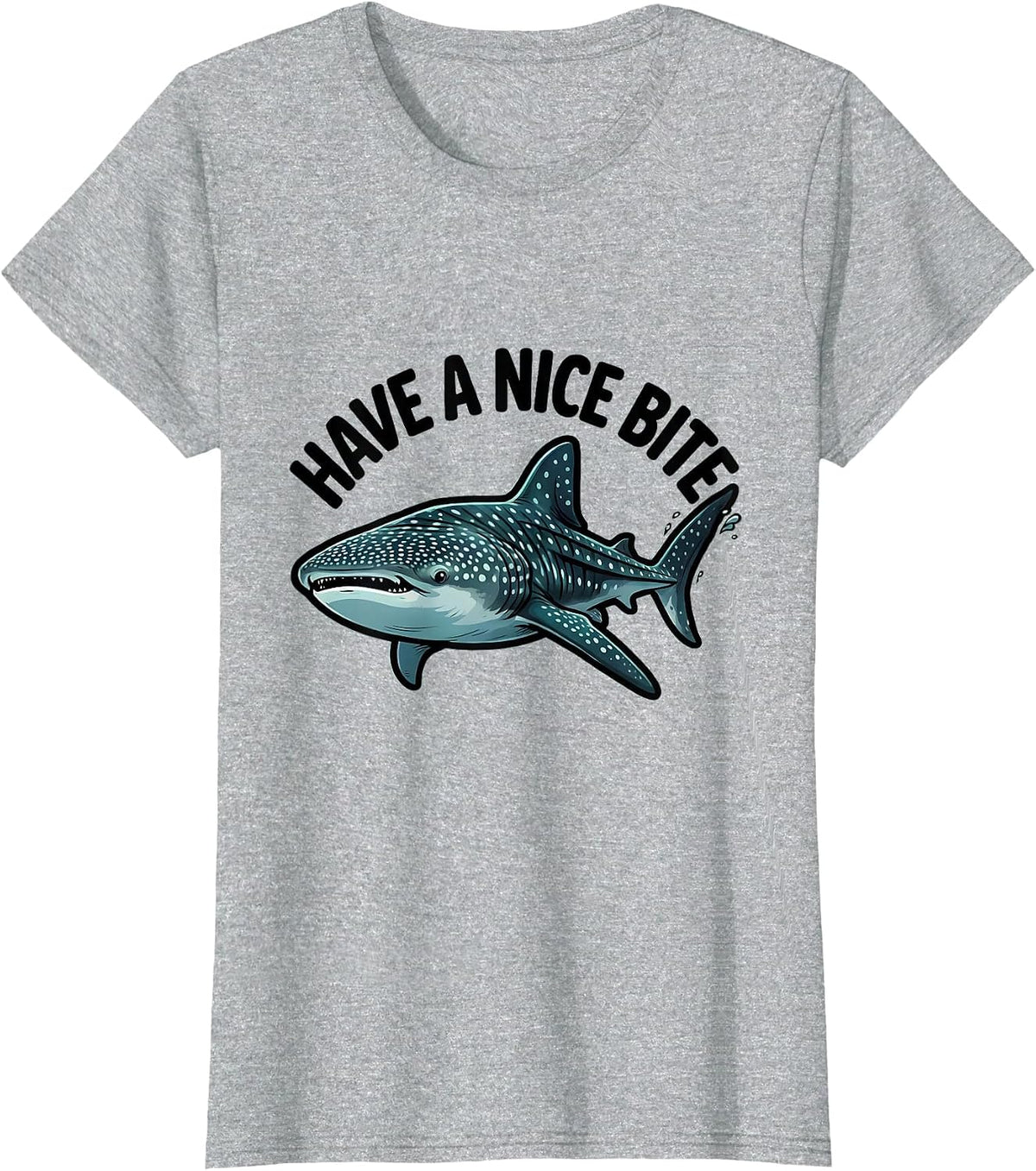 Have A Nice Bite Cartoon Whale Shark Ocean Wildlife Humor T-Shirt - Heather Grey