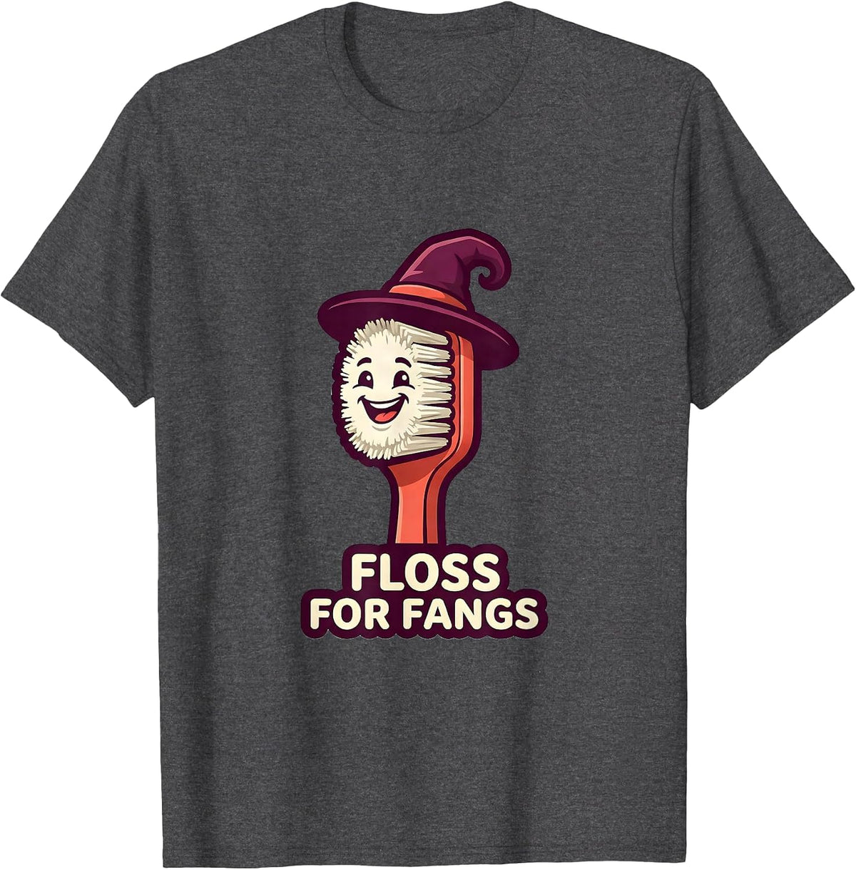 Floss For Fangs Funny Dentist Halloween Dental Hygienist T-Shirt - Dark Heather Grey