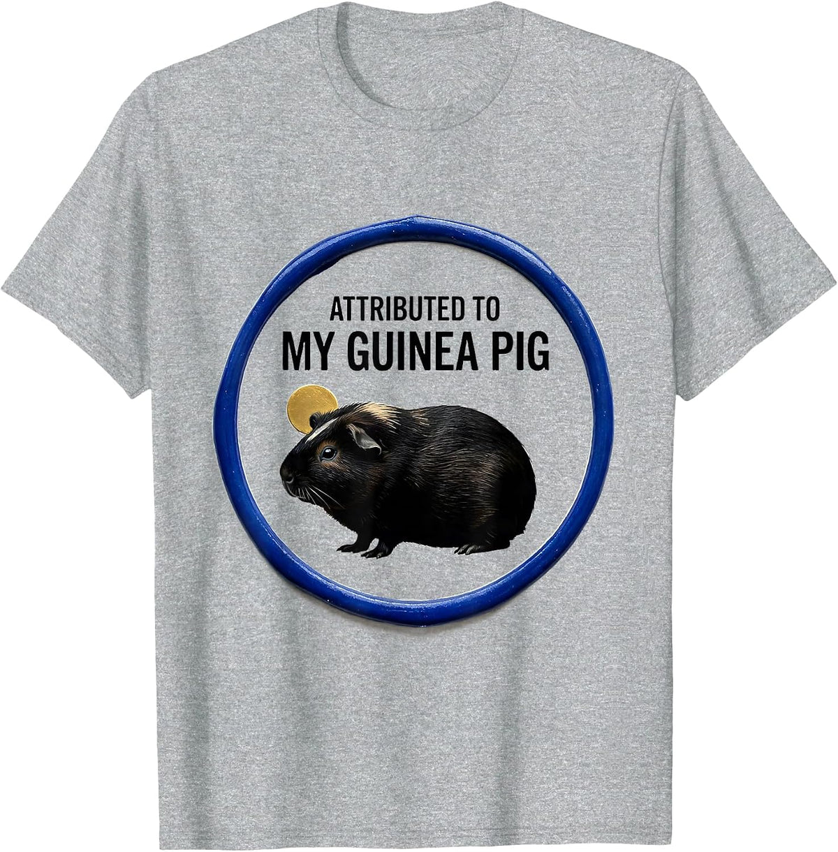 Men's Attributed To My Guinea Pig Pet Lover Art Portrait T-Shirt - Heather Grey