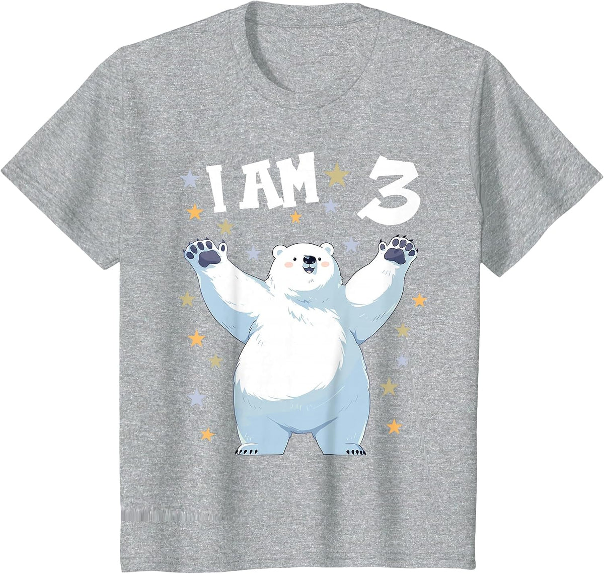 Kids 3 Years Old 3 Birthday Polar Bears Boy Girl Polar Bear T-Shirt - Heather Grey