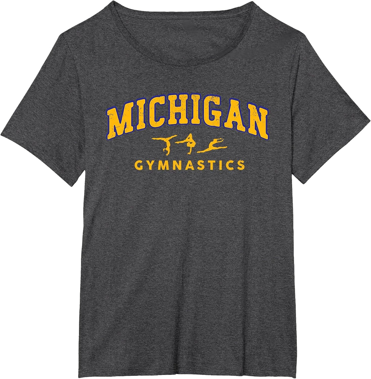 Michigan Gymnastics Gymnast Acrobatics Vintage T-Shirt - Dark Heather Grey