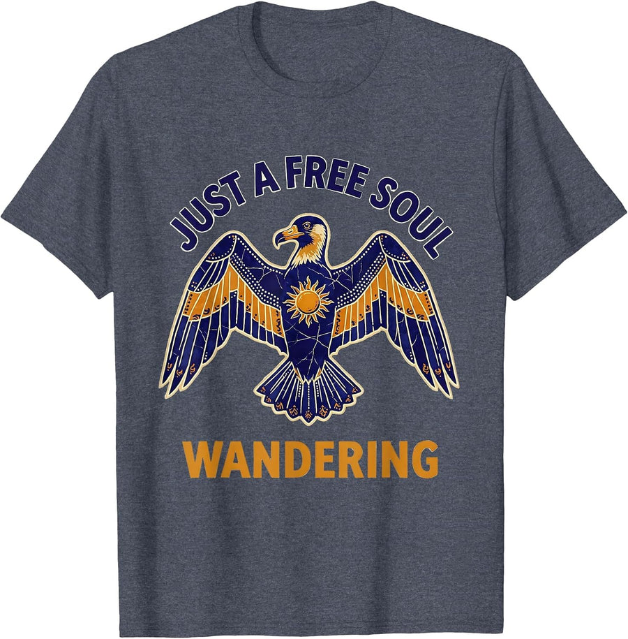 Just a Free Soul Wandering Live Free Design T-Shirt - Heather Blue