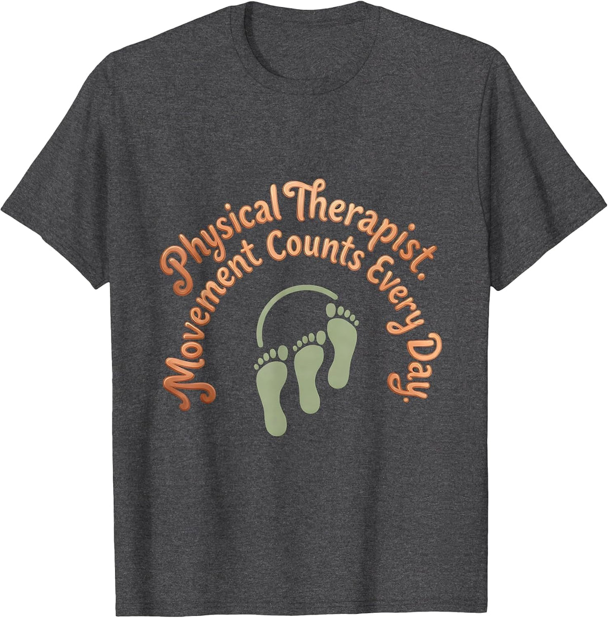 Physical Therapist. Movement Counts Every Day Groovy T-Shirt - Dark Heather Grey