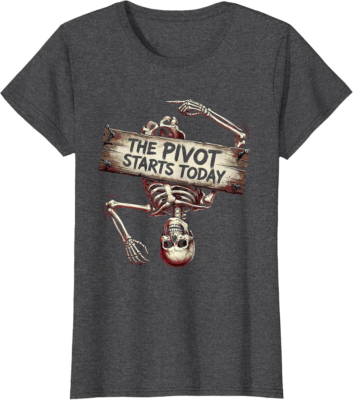 Women's The Pivot Starts Today Turning Point Design T-Shirt - Dark Heather Grey