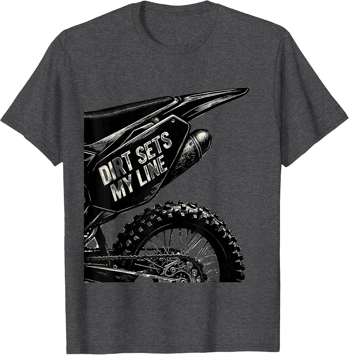 Men's Dirt Sets My Line Rugged Motocross Dirt Bike Rider T-Shirt - Dark Heather Grey