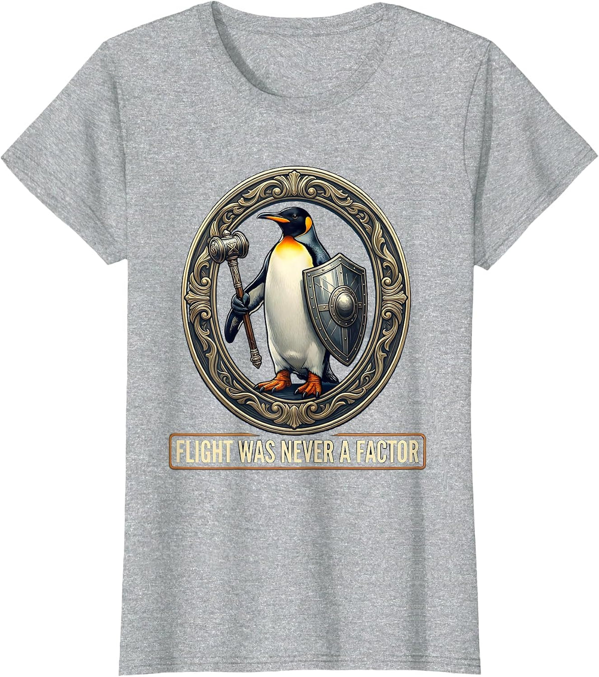 Women's Flight Was Never A Factor Funny Penguin Martial Arts Dark T-Shirt - Heather Grey