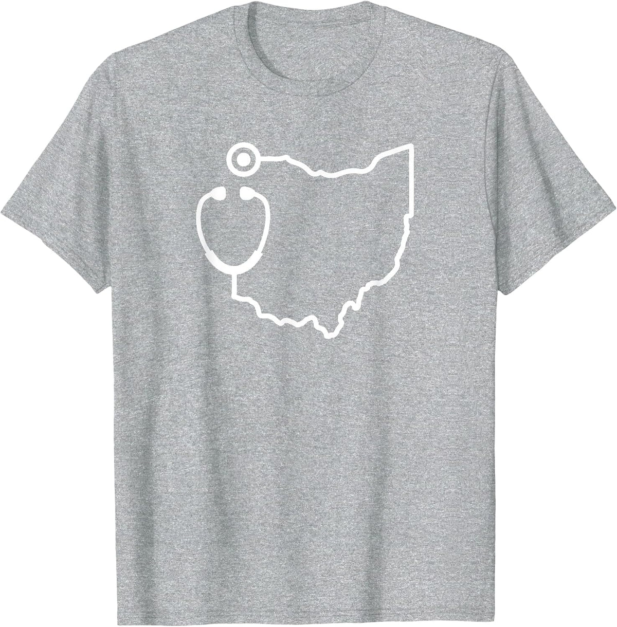 Ohio Stethoscope Medical Professional State Shape T-Shirt - Heather Grey