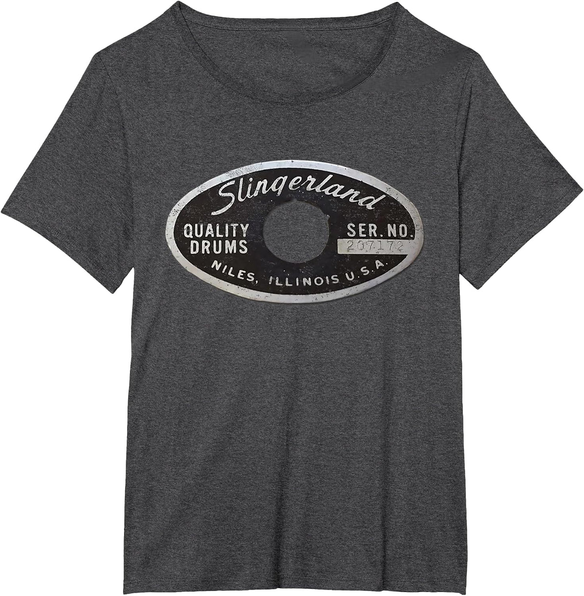 Vintage Slingerland Drums Guitar USA Drummer Tee T-Shirt - Dark Heather Grey
