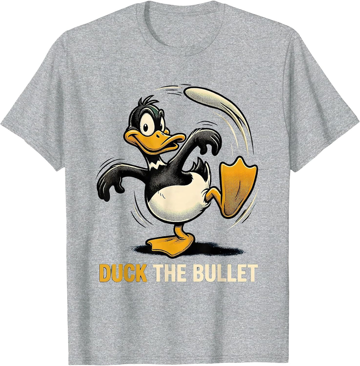 Men's Duck The Bullet Retro Cartoon Duck Hunter Humor Gift T-Shirt - Heather Grey
