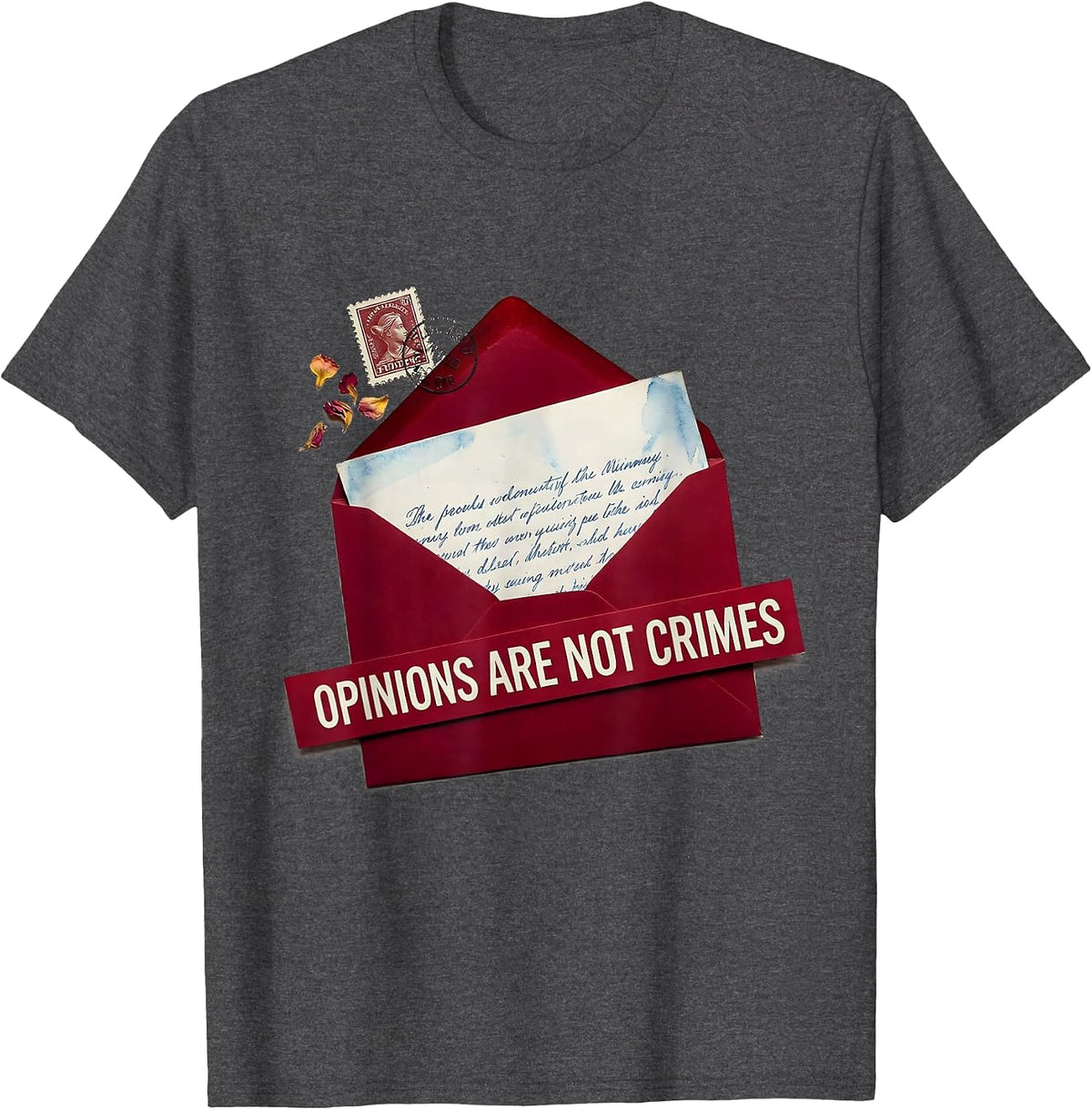 Opinions Are Not Crimes Free Speech Design T-Shirt - Dark Heather Grey