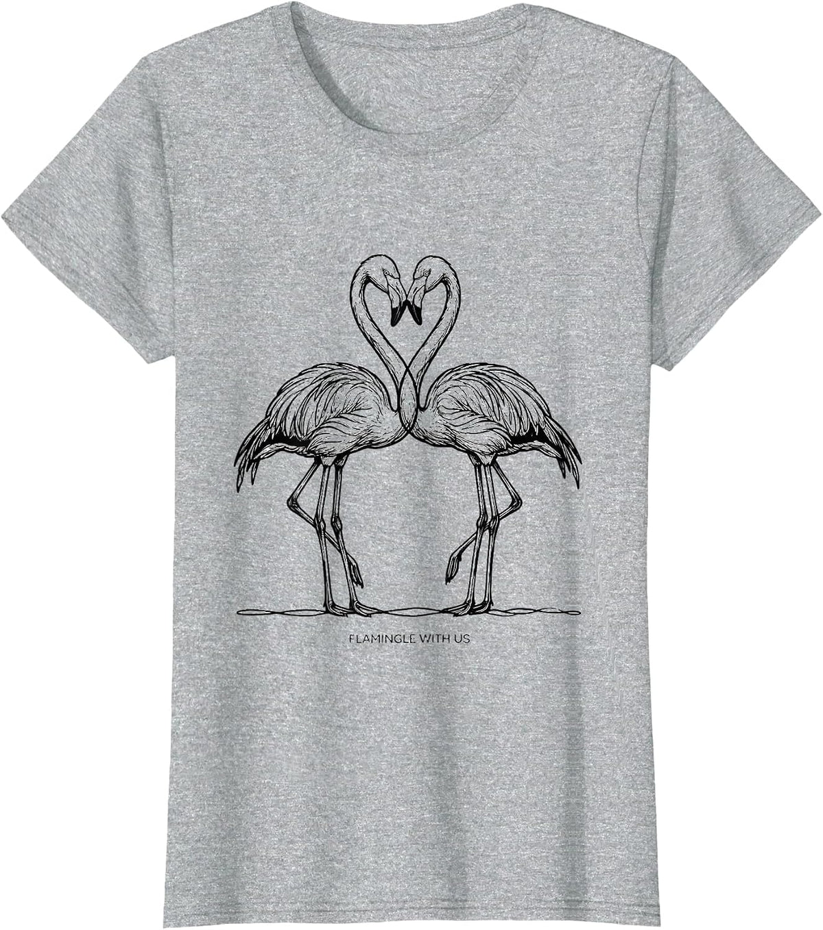 Flamingle With Us Funny Flamingo Lover Novelty Gift T-Shirt - Heather Grey