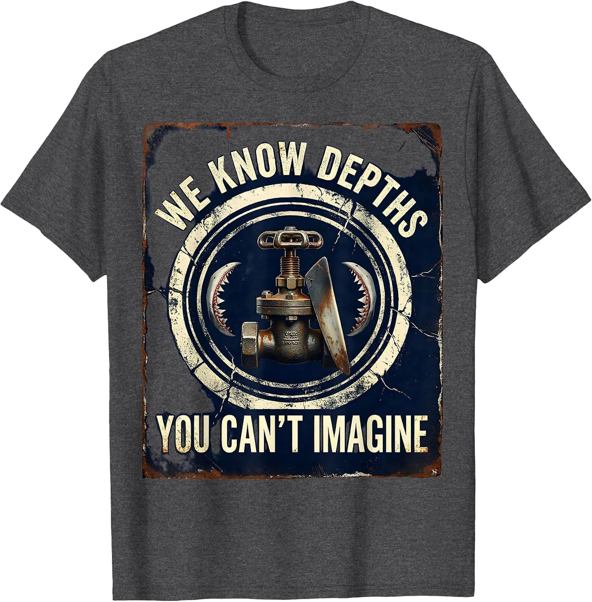 Men's We Know Depths You Can't Imagine Distressed Scuba Diver T-Shirt - Dark Heather Grey