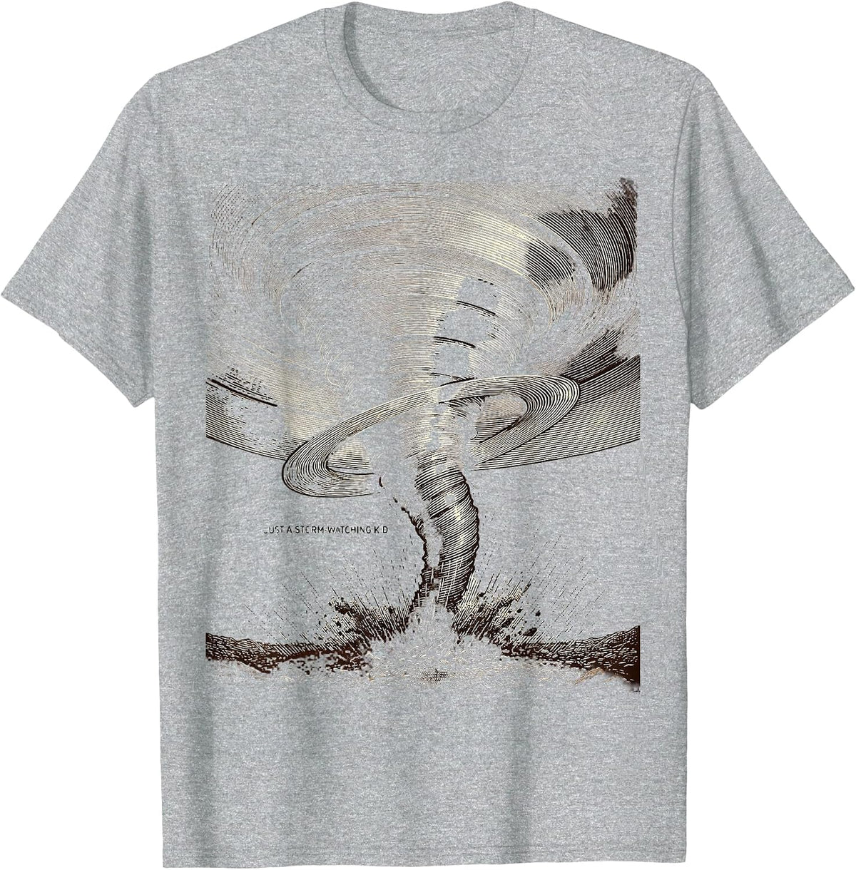 Men's Just A Storm-Watching Kid Funny Tornado Storm Chaser T-Shirt - Heather Grey