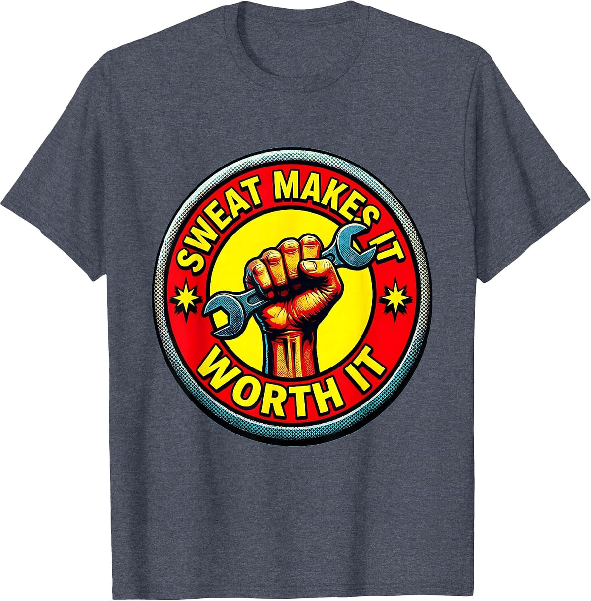 Sweat Makes It Worth It Labor Day Graphic T-Shirt - Heather Blue