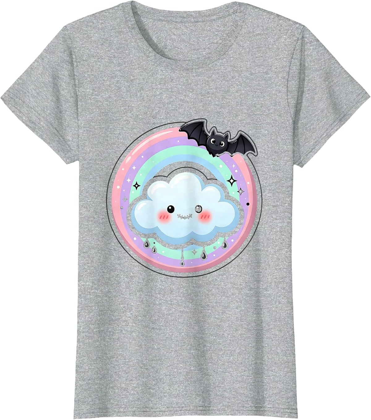 Rainbow Bridge Over Clouds Kindergarten Design T-Shirt - Heather Grey