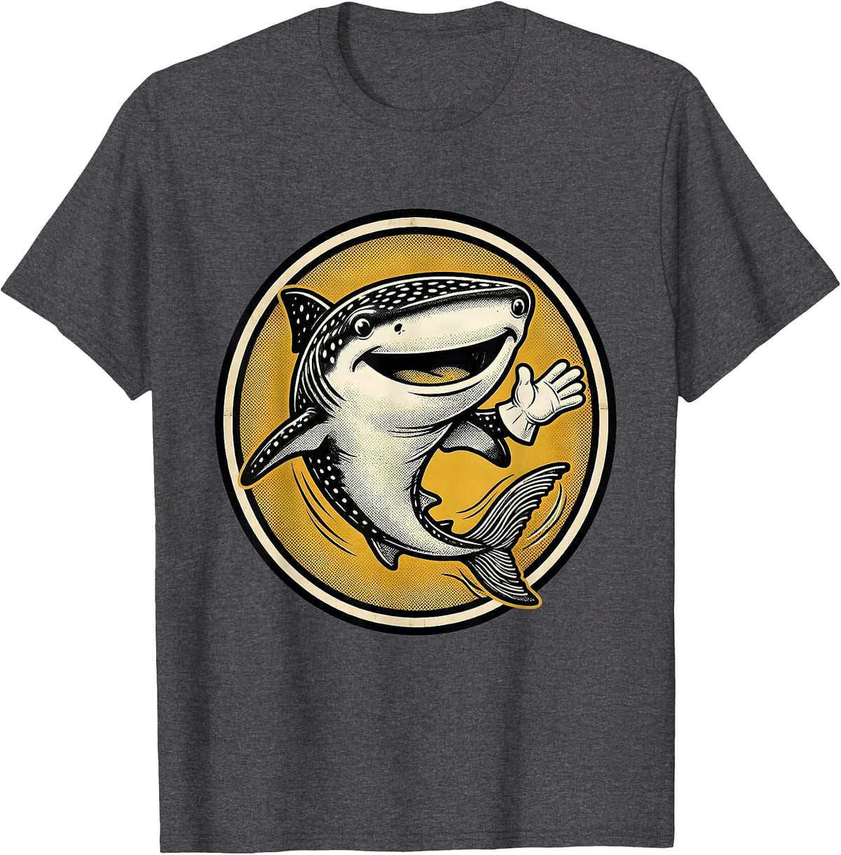 Whale Shark Retro Cartoon Ocean Animal Lover Gift T-Shirt - Dark Heather Grey
