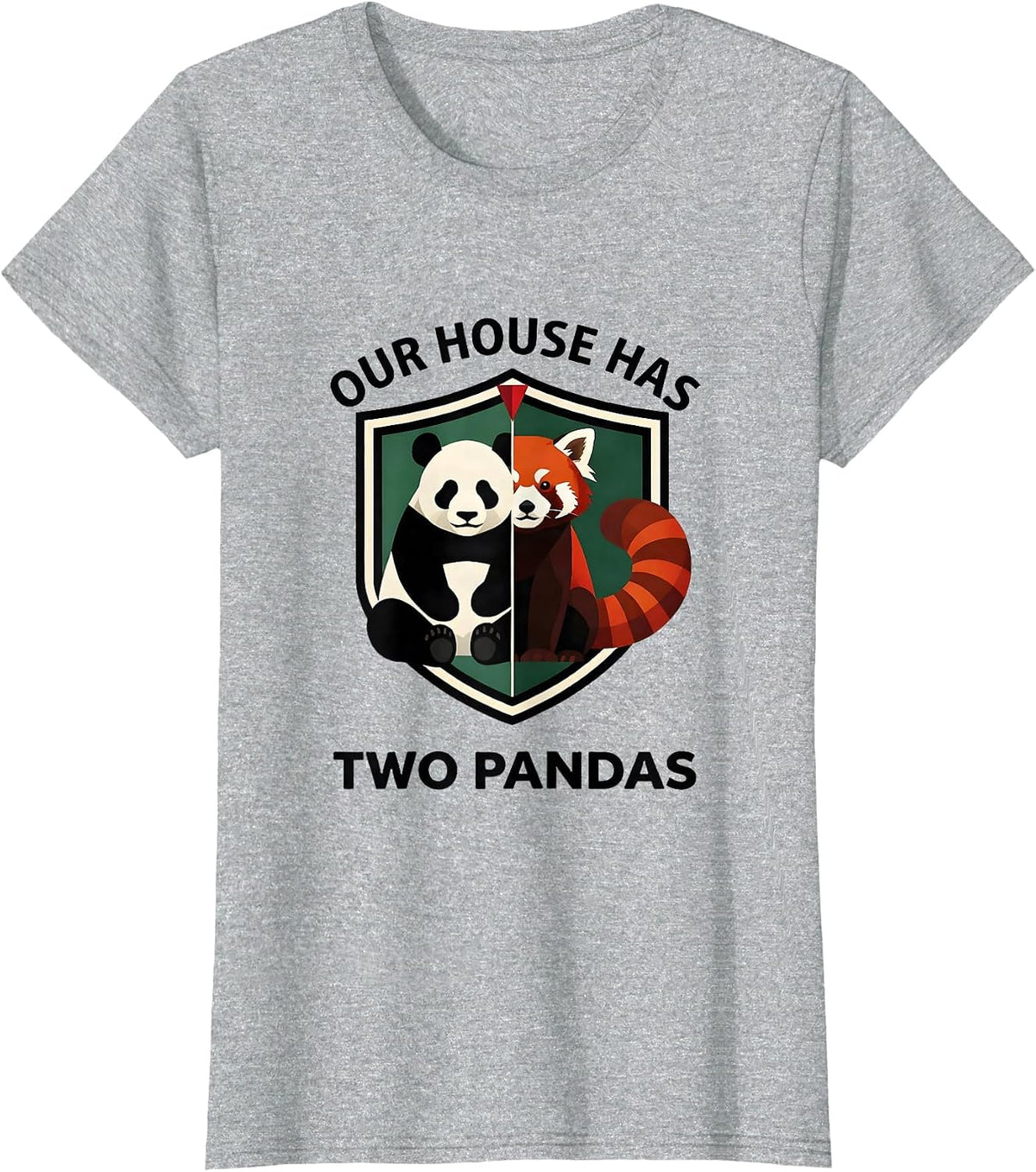 Our House Has Two Pandas Funny Animal Lover Gift Panda Humor T-Shirt - Heather Grey