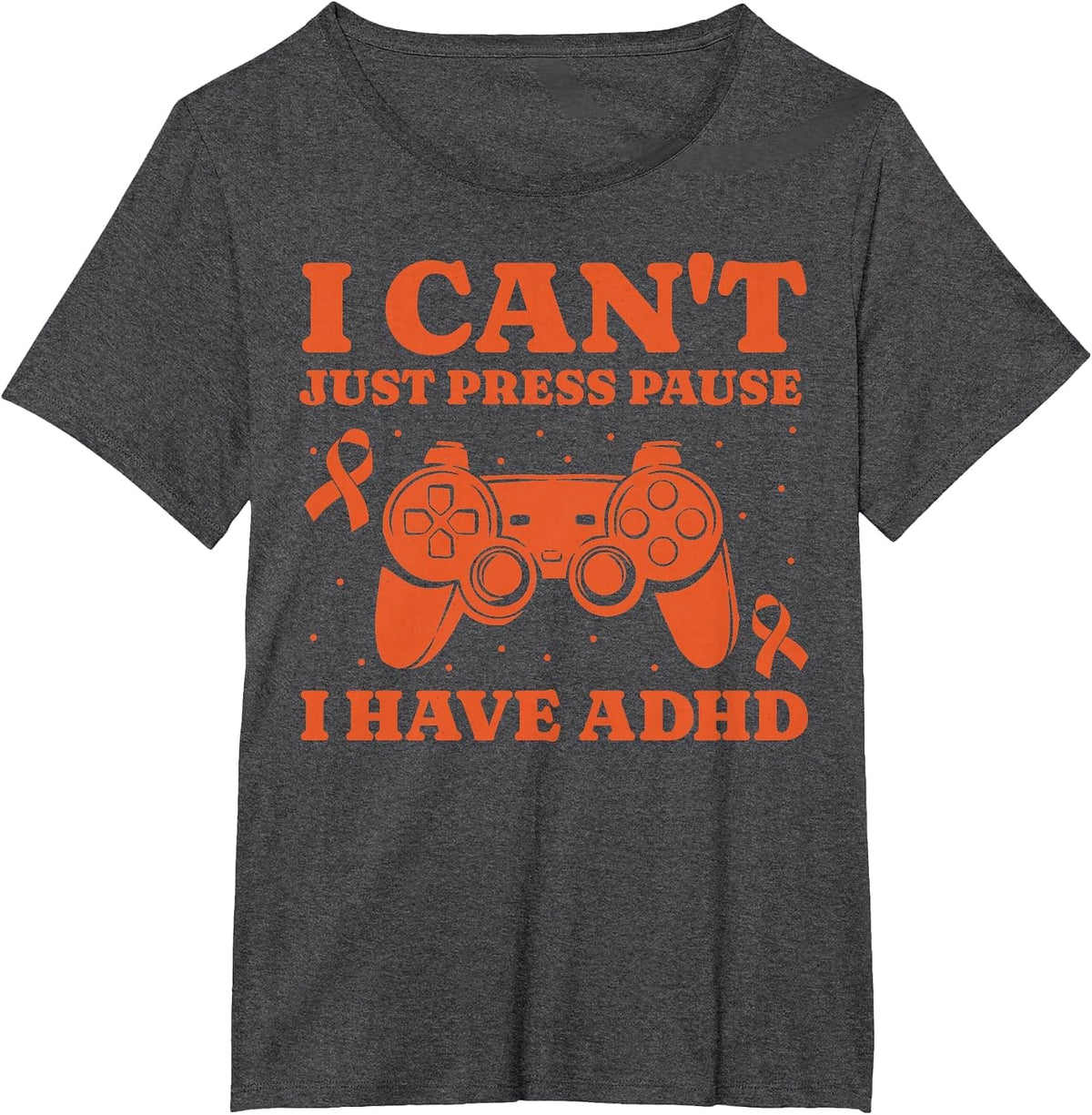 Can't Just Pause Gamer ADHD Awareness Kids Boys Video Gaming T-Shirt - Dark Heather Grey