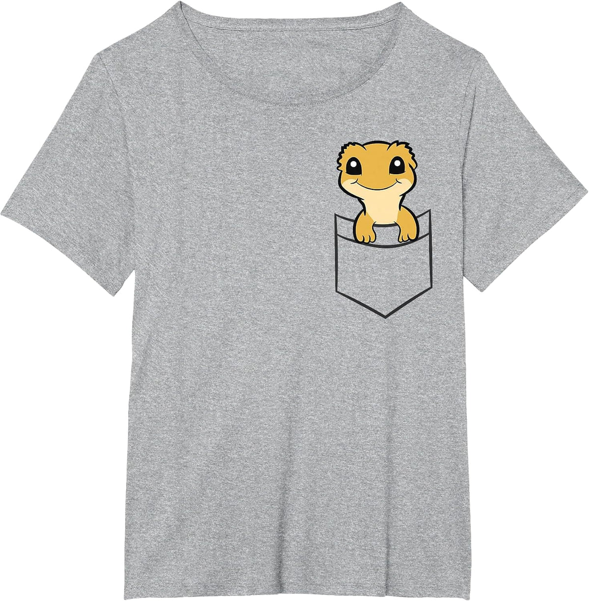 Crested Gecko in a Pocket Funny Pocket Crested Gecko T-Shirt - Heather Grey