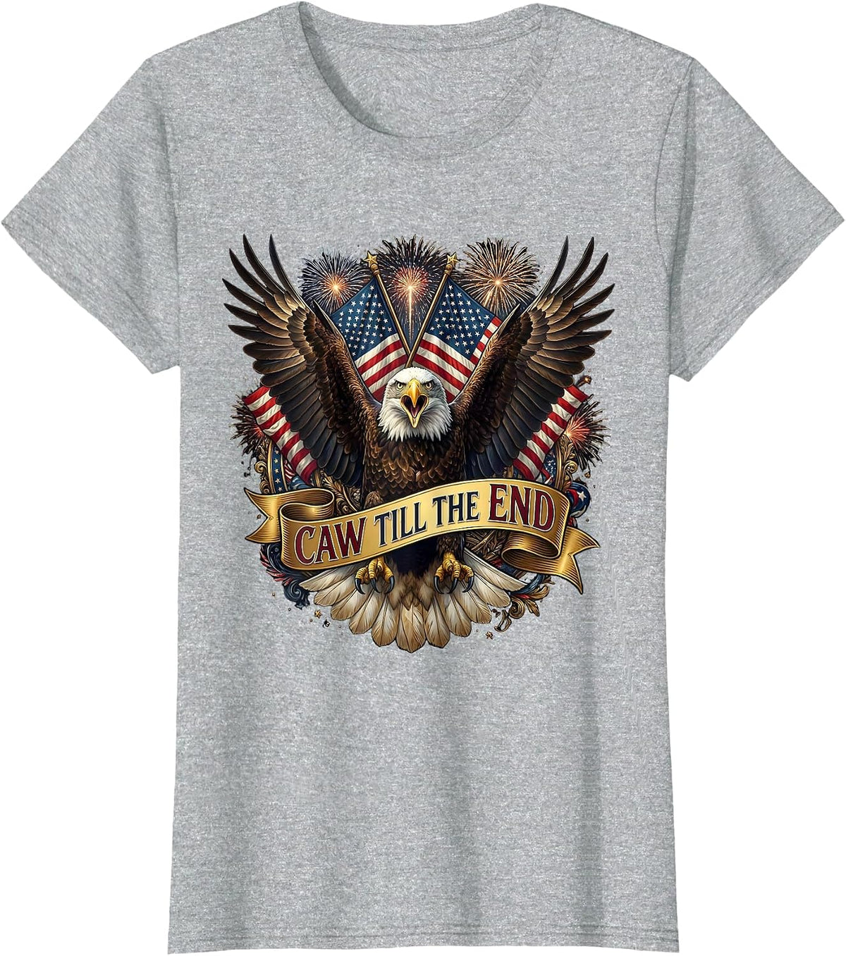 Women's Caw Till The End Crow Lover Design T-Shirt - Heather Grey