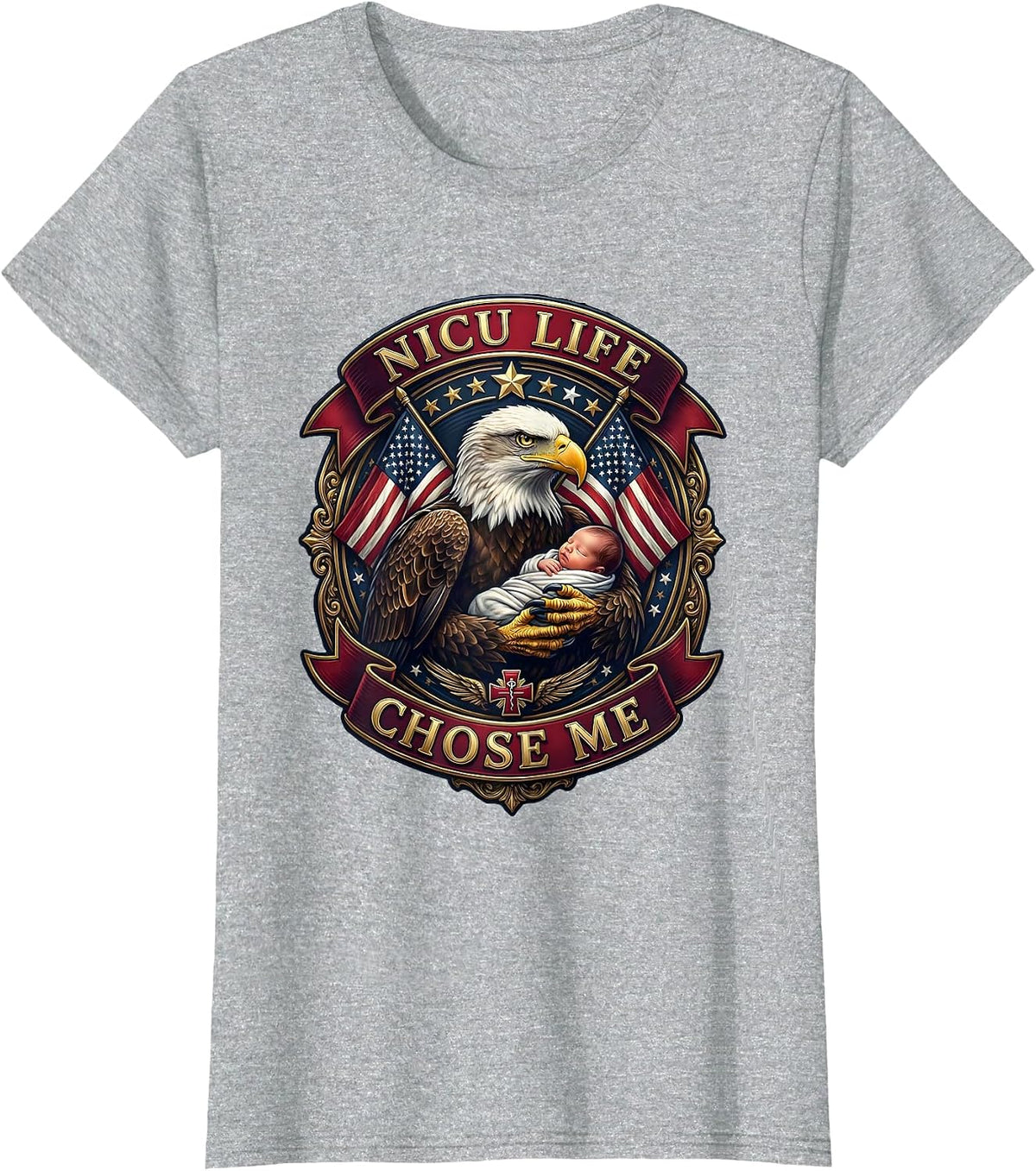 Women's NICU Life Chose Me Nurse Design T-Shirt - Heather Grey