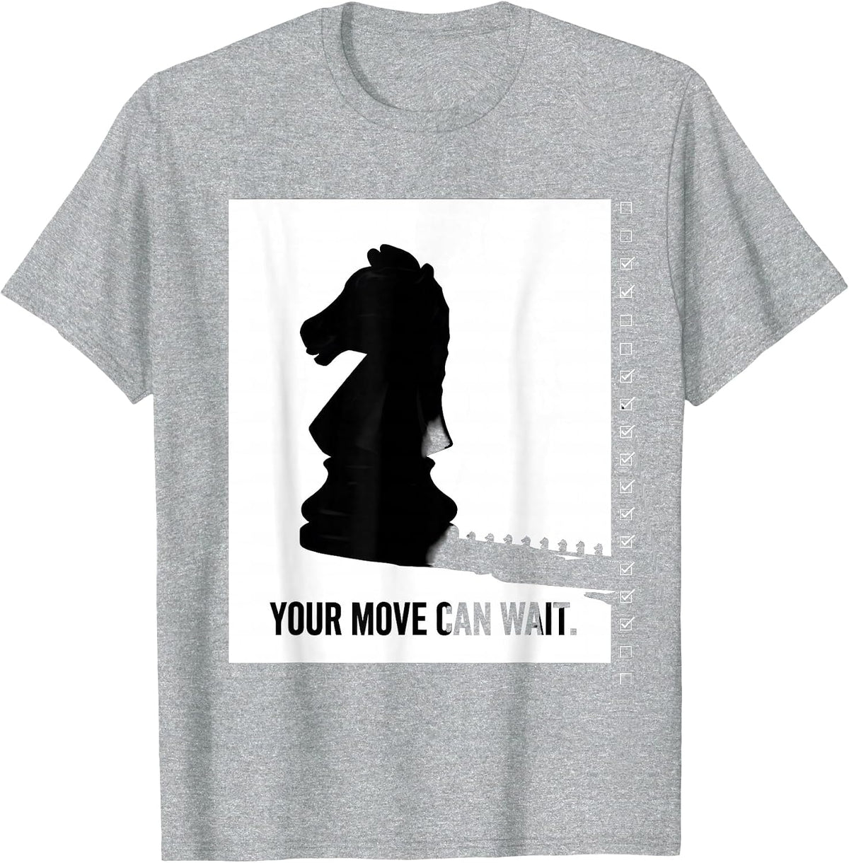 Men's Your Move Can Wait Funny Chess Lover Board Game Player Gift T-Shirt - Heather Grey