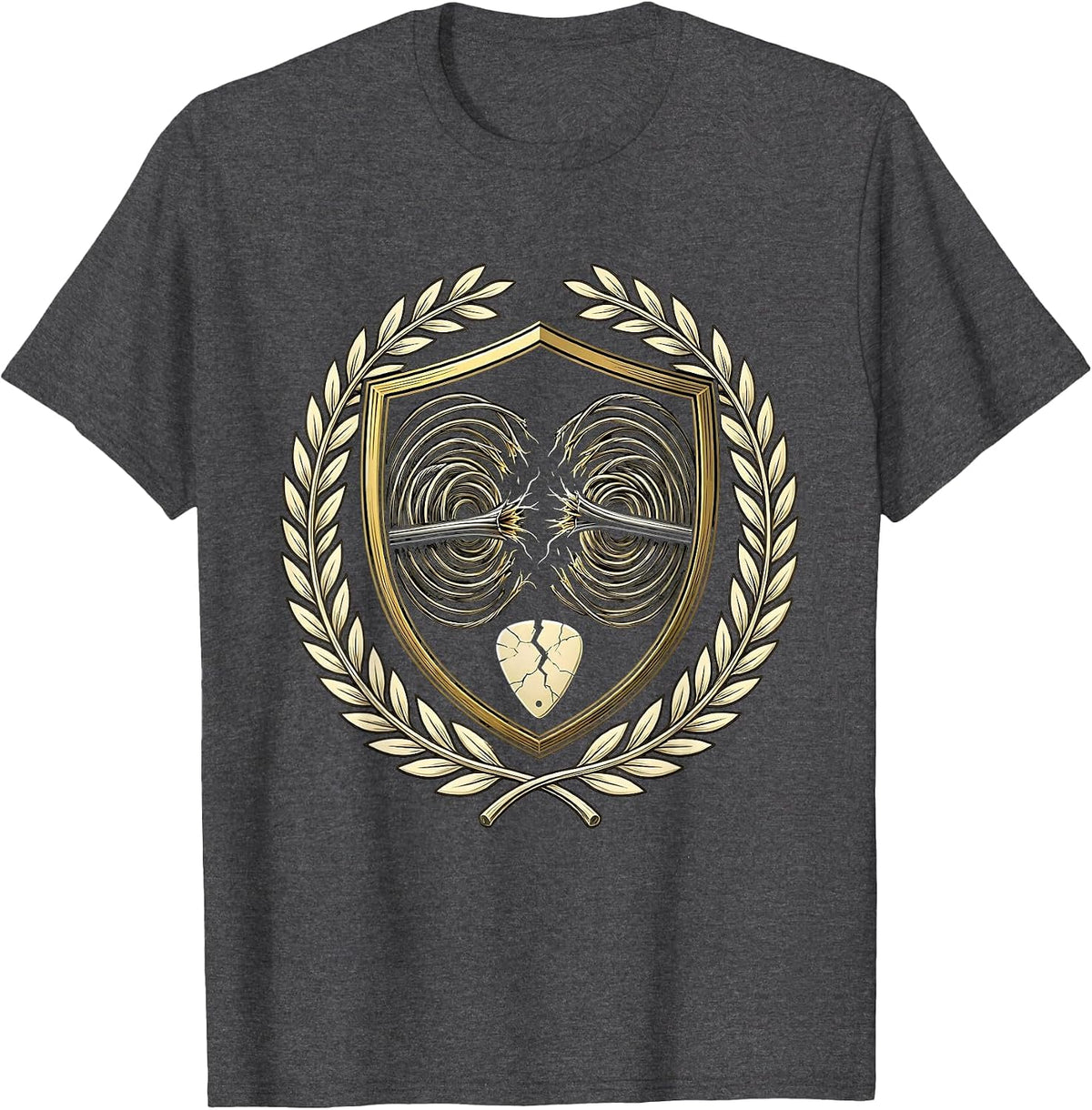 Broken Guitar String Dramatic Spiral Art T-Shirt - Dark Heather Grey