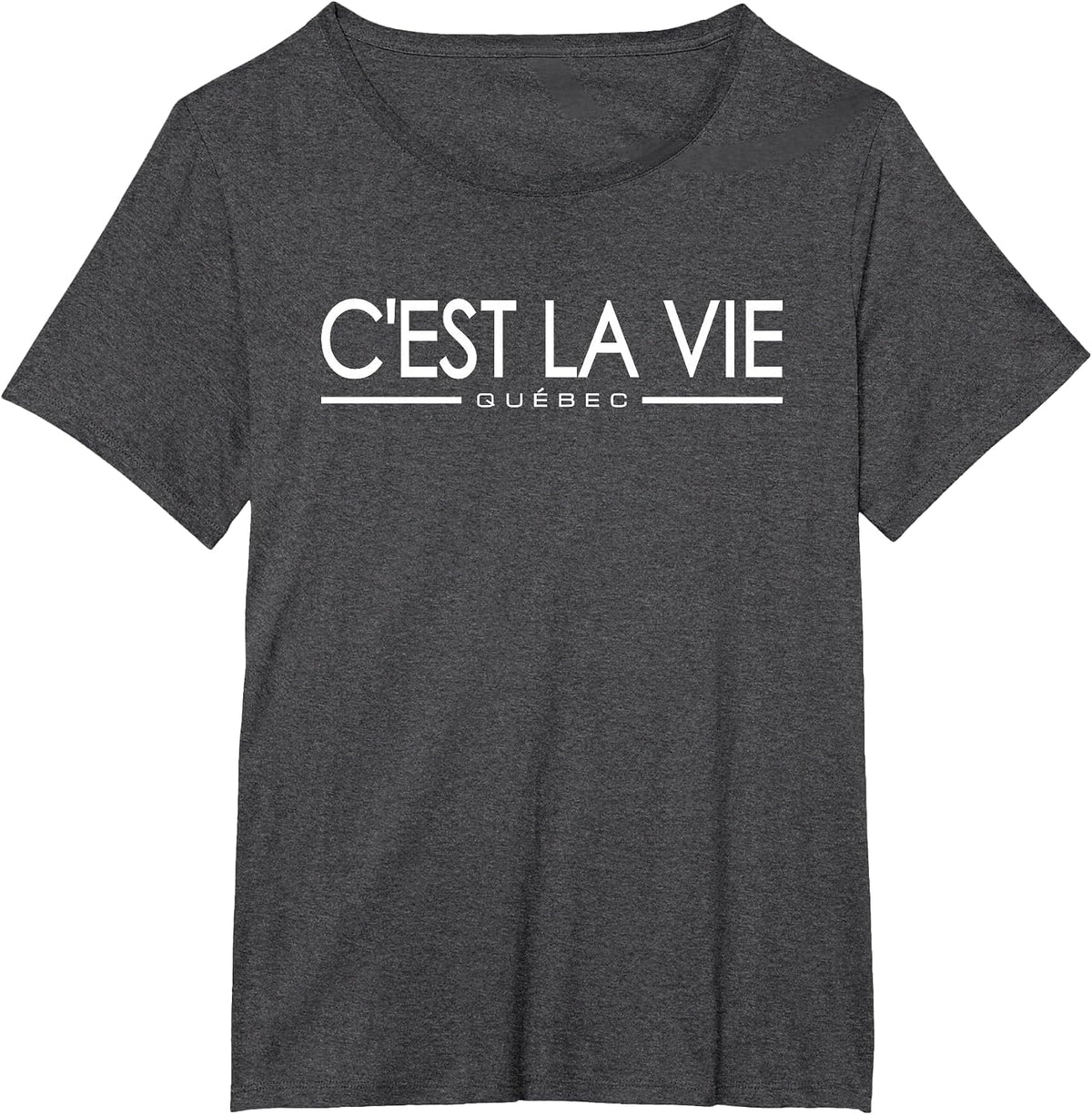 C'est LA Vie Quebec Canada French Phrase ON A TEE T-Shirt - Dark Heather Grey