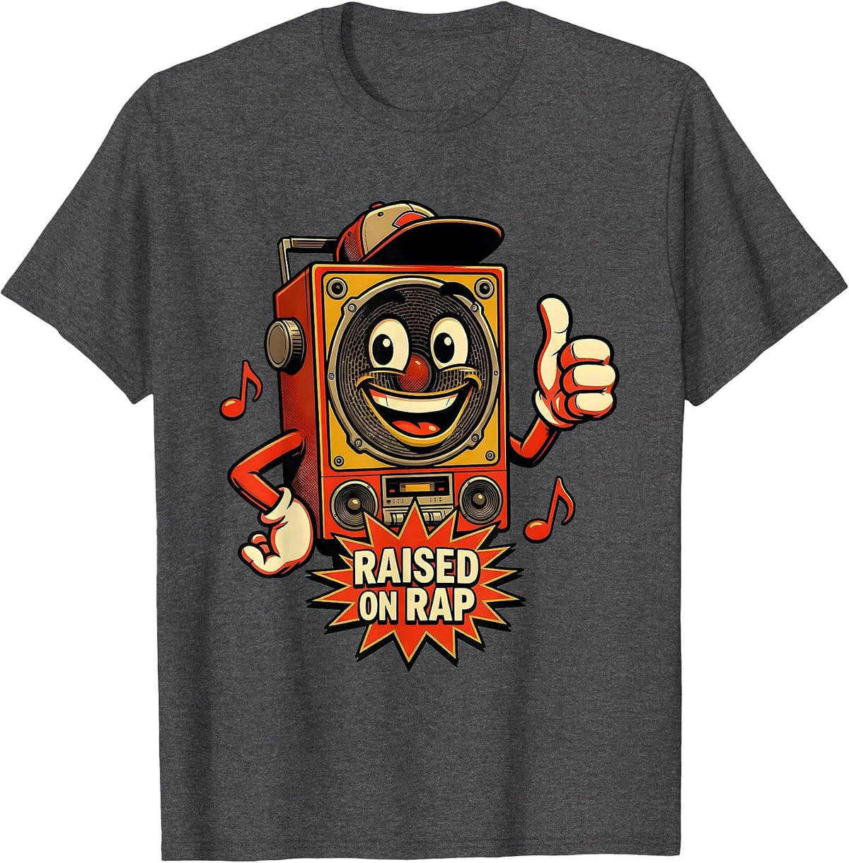 Raised on Rap Hip Hop Culture Design T-Shirt - Dark Heather Grey