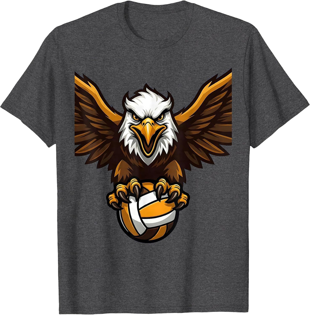 Volleyball Mom Fierce Eagle Clutching Volleyball T-Shirt - Dark Heather Grey