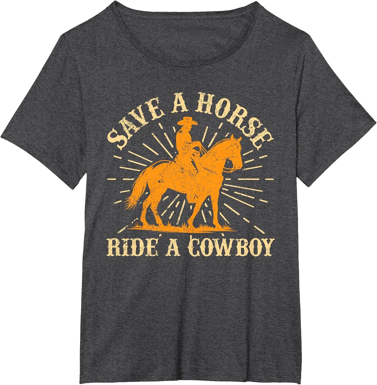 Save A Horse Ride A Cowboy Rodeo Cowboy T-Shirt - Dark Heather Grey