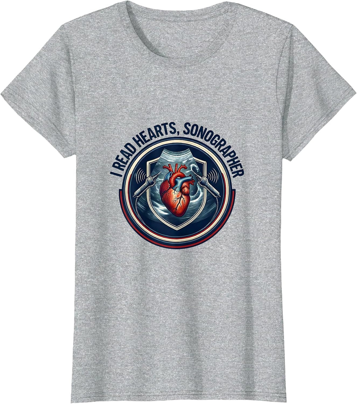 I Read Hearts Sonographer Funny Radiology Tech Valentine T-Shirt - Heather Grey