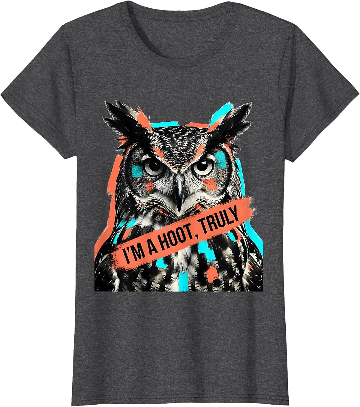 Women's I'm A Hoot Truly Retro Owl Lover Bird Enthusiast Humor T-Shirt - Dark Heather Grey