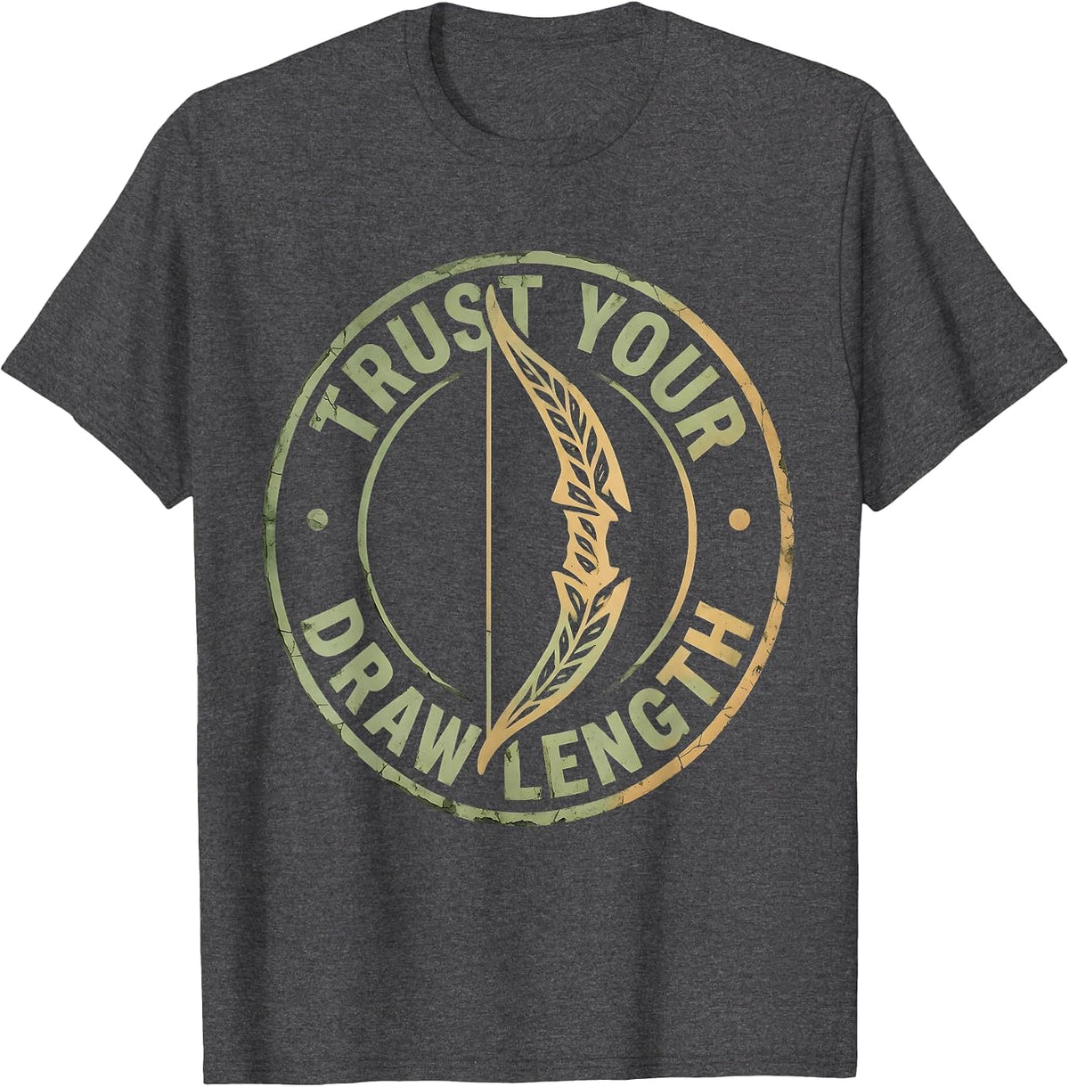Trust Your Draw Length Archery Design T-Shirt - Dark Heather Grey