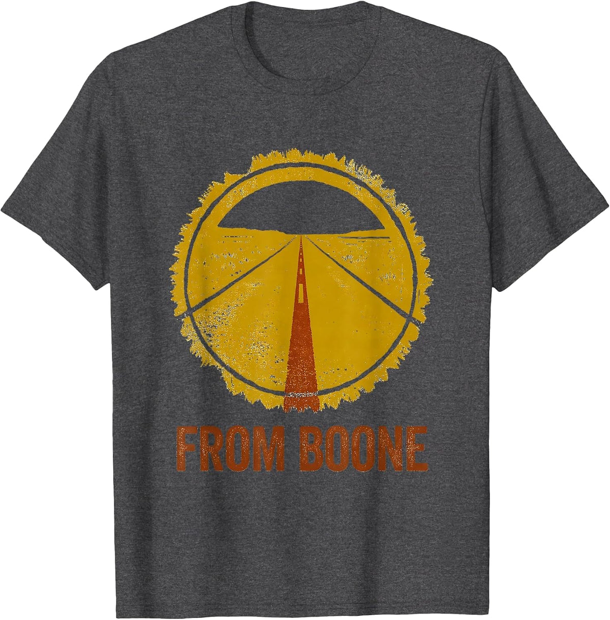 Men's From Boone Vintage Rubber Stamp Hometown Pride T-Shirt - Dark Heather Grey