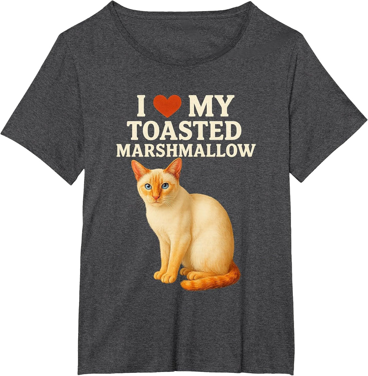 I Love My Toasted Marshmallow Siamese Cat Kitten Valentines T-Shirt - Dark Heather Grey