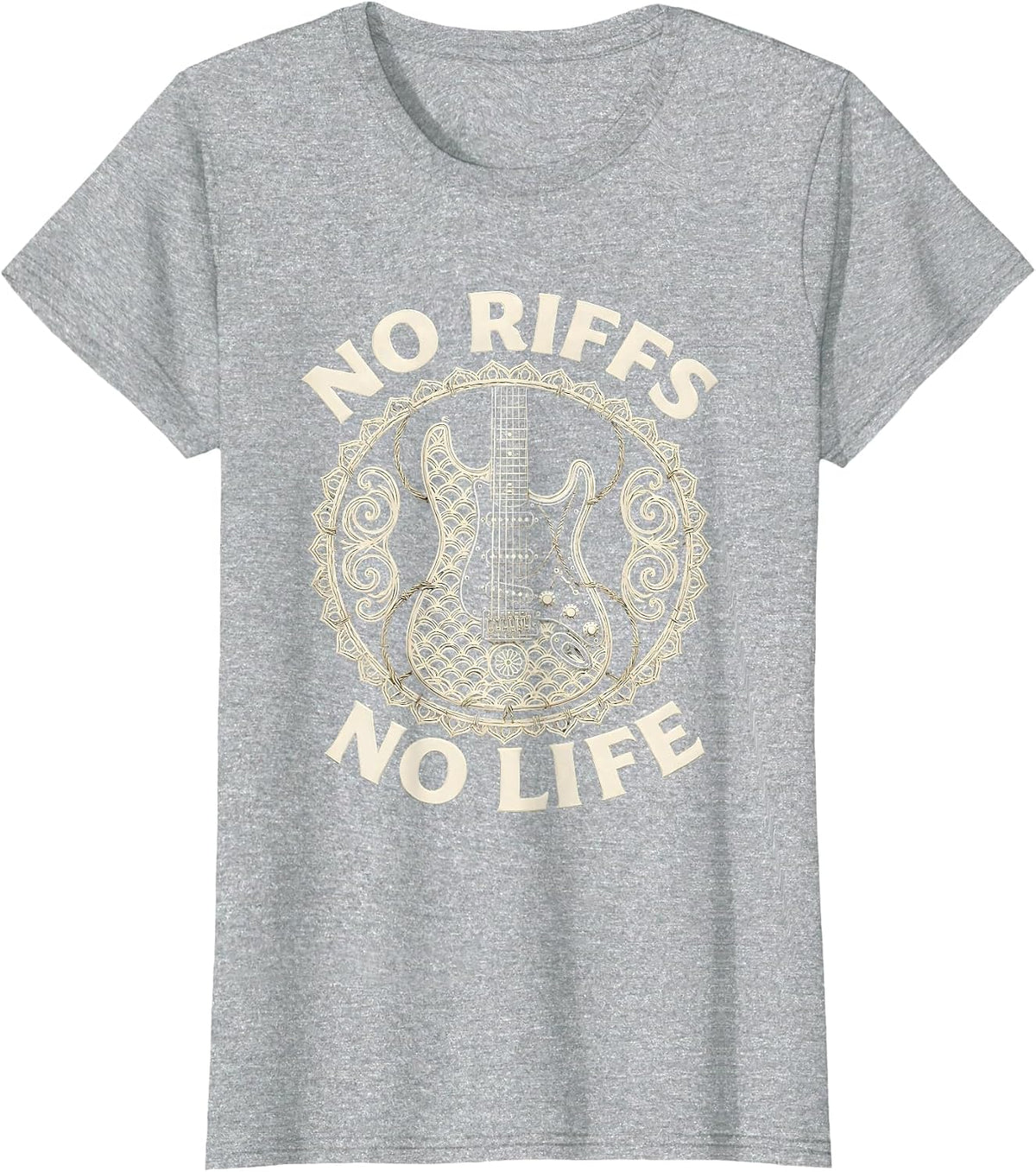 Women's No Riffs No Life Metal Guitar Music Design T-Shirt - Heather Grey