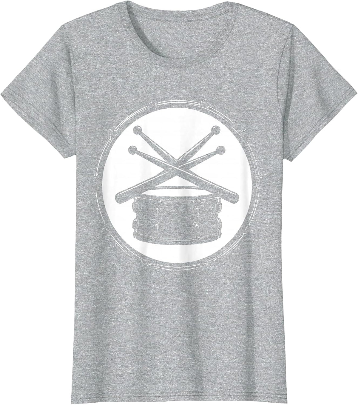 Crossed Drumsticks Snare Drum Rock Percussion Art T-Shirt - Heather Grey