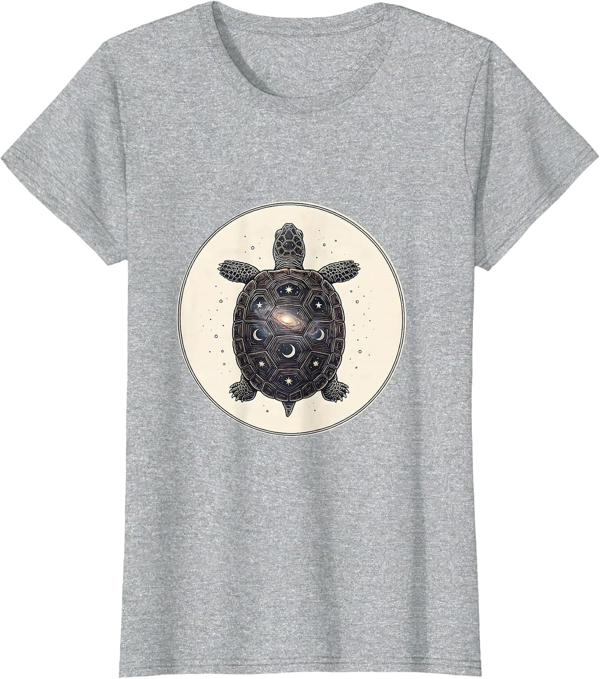 Cosmic Turtle Galaxy Shell Universe Design T-Shirt - Heather Grey