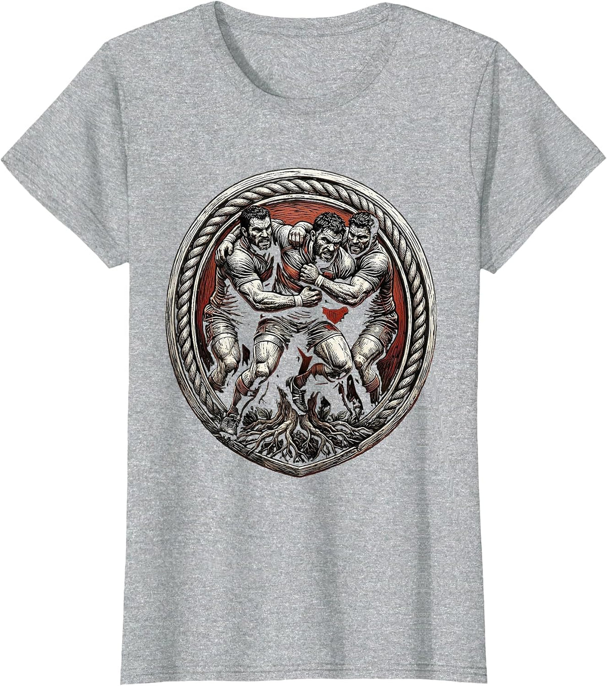 Women's Rugby Maul Formation Graphic Illustration T-Shirt - Heather Grey