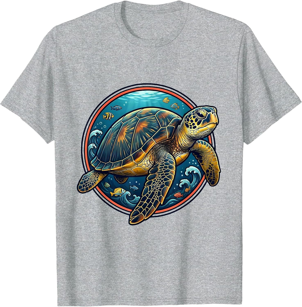 Men's Puerto Rico Leatherback Sea Turtle Deep Ocean Art T-Shirt - Heather Grey