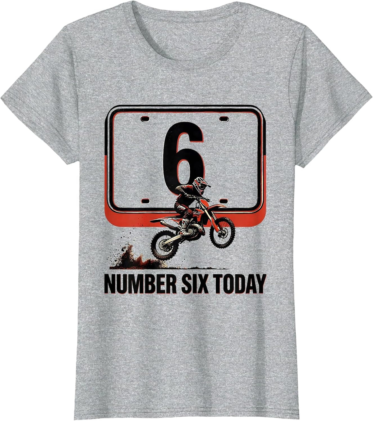 Women's Number Six Today Vintage Poster Kids Dirt Bike Birthday Gift T-Shirt - Heather Grey