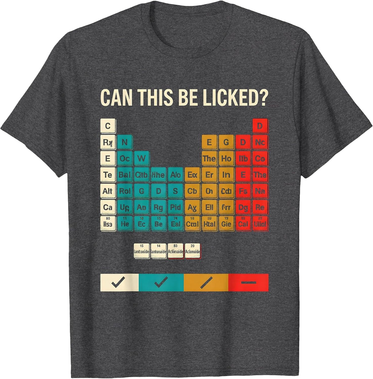 Men's Can This Be Licked Funny Periodic Table Science Teacher T-Shirt - Dark Heather Grey