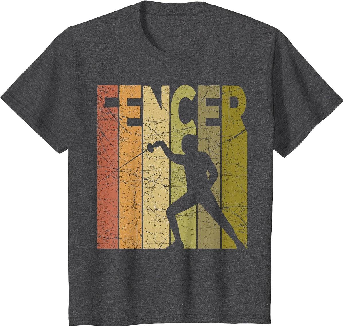 Fencer Vintage Fencing Retro Sword Fencing Graphic T-Shirt - Dark Heather Grey