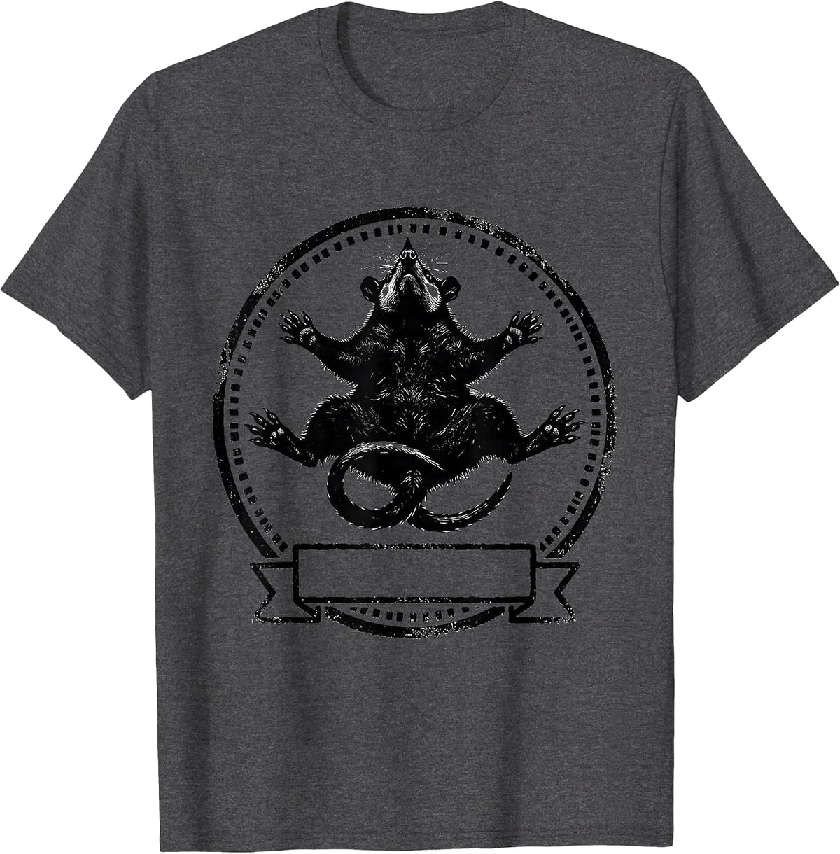 Opossum Plays Dead Rubber Stamp Animal Lover Meme Humor T-Shirt - Dark Heather Grey
