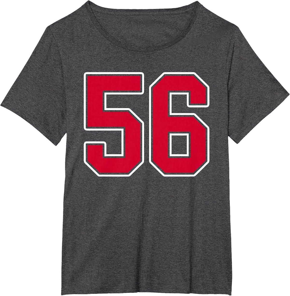 Red White Number 56 Jersey Player Uniform #56 T-Shirt - Dark Heather Grey