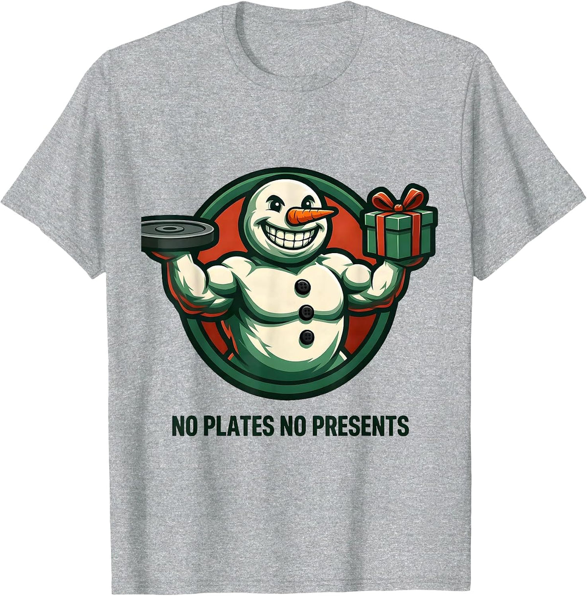 Men's No Plates No Presents Funny Christmas Gym Weightlifting T-Shirt - Heather Grey
