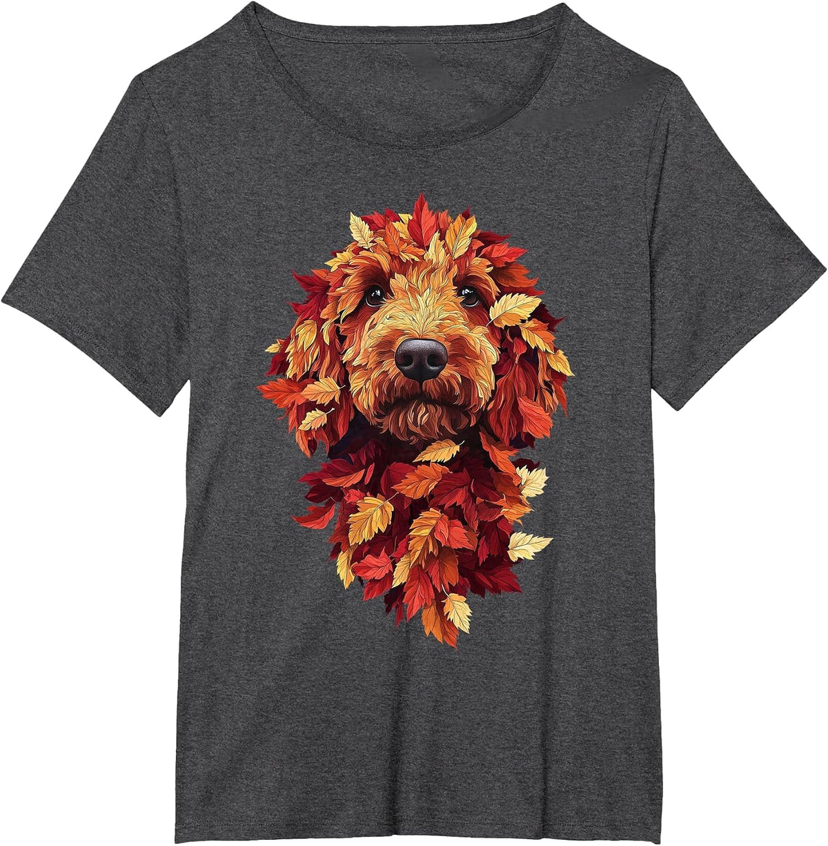 Goldendoodle Labradoodle Autumn Leaves Fall Dog Doodle Mom T-Shirt - Dark Heather Grey