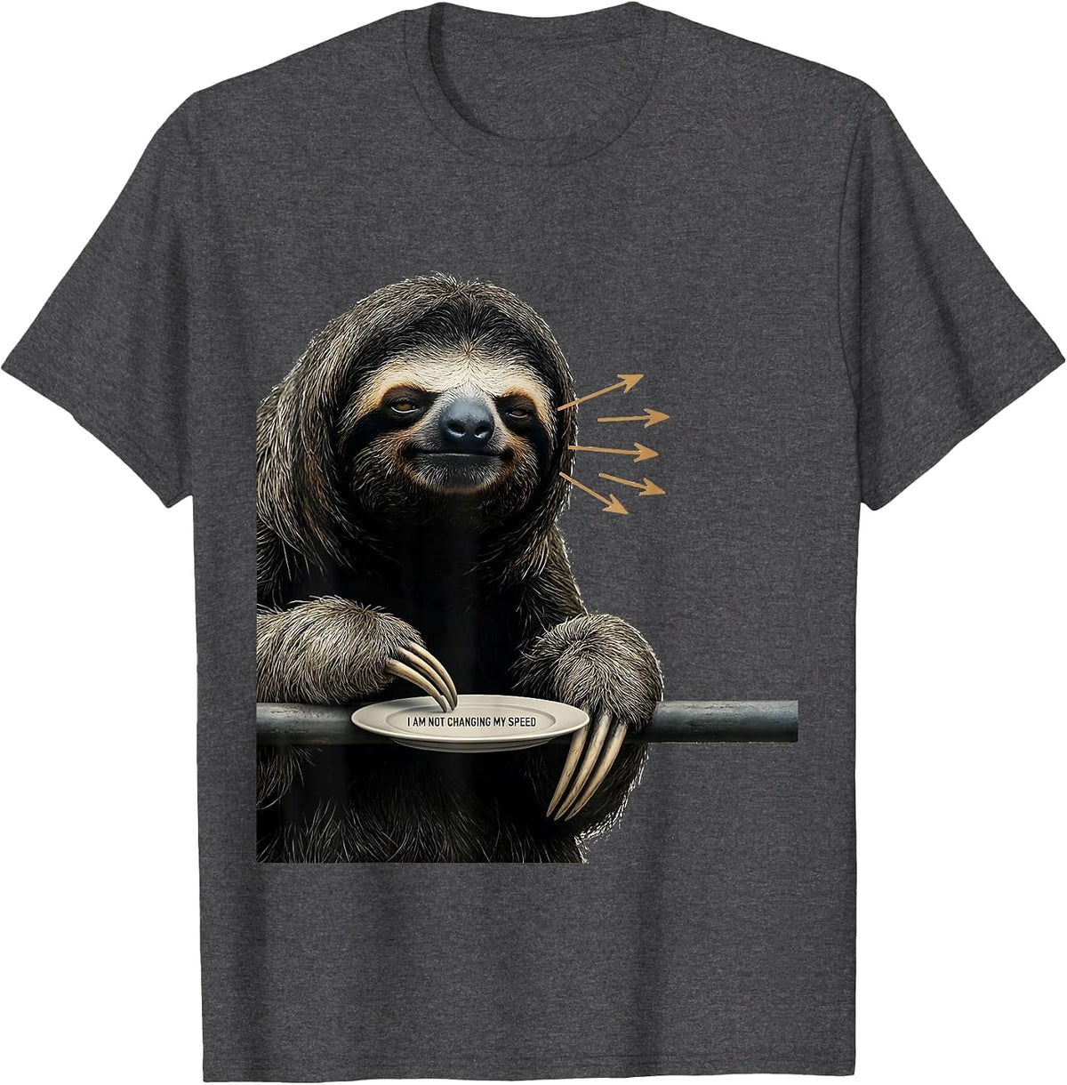 I Am Not Changing My Speed Funny Sloth Lover Animal Humor T-Shirt - Dark Heather Grey